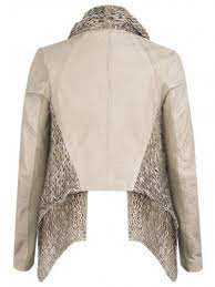 Galatti Knitted Leather Waterfall Jacket In Beige Stone Waterfall Leather Jacket Jacket Pattern Sewing Waterfall Jacket