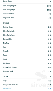 Yummy Poke Menu In Rocklin California Usa
