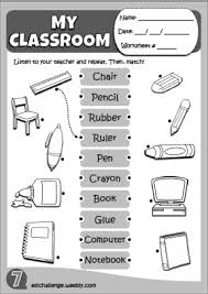 Classroom Objects Worksheet Http Eslchallenge Weebly Com Hello Kids 1 Html Teach English To Kids English Grammar For Kids English Activities For Kids
