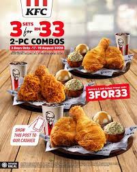 Kfc 3 Sets 2 Pc Combos For Rm33 Promotion 17 August 2020 19 August 2020 Kfc Food Culinary