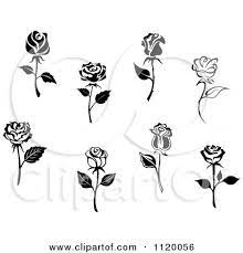 Clipart Of Black And White Rose Flowers Royalty Free Vector Illustration By Seamartini Graphics White Rose Tattoos Small Rose Tattoo Tattoos