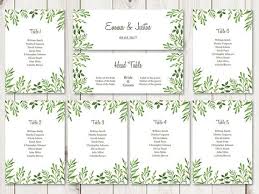 Watercolor Seating Chart Template Lovely Leaves In Green