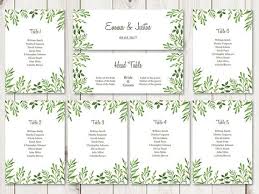 watercolor wedding seating chart template lovely leaves