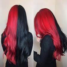 I don't want it all red because it's too bright for it all. Uniqueme Half Black Half Red Color Lace Front Wig Synthetic Hair Heat Resistant Fiber Long Wavy Wigs For Women Cosplay Or Party Curly Wigs Wigs For Cancer Patients From Uniqueme 49 73 Dhgate Com