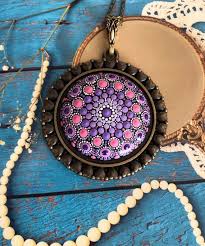 A Special One Of A Kind Hand Painted And Beautifully Detailed Dot Mandala Pendant For Her This Mandala Pendant Is A Unique Bronze Pendant Boho Gifts Mandala