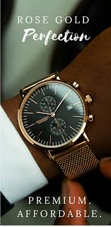 Black And Rose Gold Mens Watch Chrono R4 Mesh Watches For Men Rose Gold Watches