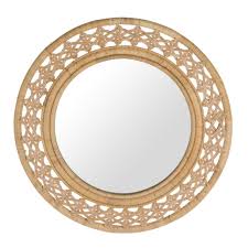 Kouboo Rattan Braided Decorative Wall Mirror 30w X 30h In Mirror Wall Decor Rattan Mirror Accent Mirrors