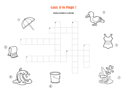 Tous A La Plage Mots Croises Enfant A Imprimer Et Colorier