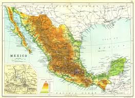 details about mexico physical map inset map of mexico city area 1909 old antique chart