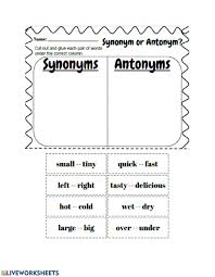 Each sentence on this second grade reading worksheet has an underlined word, and practice writing synonyms and antonyms with this christmas words activity. Synonyms And Antonyms Worksheet