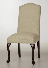 Inset nailhead trim on a camel back parsons chair with skirt. Camel Back Dining Chair With Queen Anne Legs Factory Direct