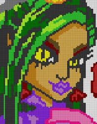 Monster High Jinafire Long Pixel Pattern By Qwazy2 Pixel Pattern Monster High Cross Stitch