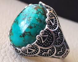 Nishapur Tibetan Turquoise Blue Natural High Quality Stone Men Etsy Rings For Men Turquoise Gemstone Gemstones