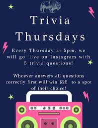 Every tuesday at 7pm we host district trivia. Trivia Thursday Trivia Trivia Questions Instagram Live