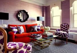 Purple Walls Red Sofa Purple Living Room Lavender Living Rooms Eclectic Living Room