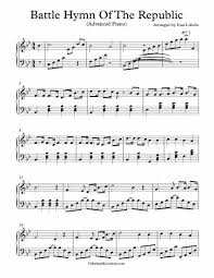 Free Piano Arrangement Sheet Music Battle Hymn Of The Republic Advanced Level Good Luck Sheet Music Piano Sheet Music Hymn Sheet Music