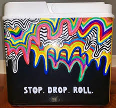 Coolersbyu Painted Cooler Examples Stop Drop Roll Tags Trippy Rainbow Fun Music E Beer Pong Table Painted Diy Beer Pong Table Beer Pong Table Designs