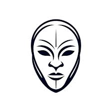 Mask for face character logo. Silhouette mask