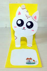 How to make pop up cat card. Pop Up Cat Card Diy 3d Card For Birthday Pop Up Birthday Cards Diy Birthday Cards Diy Cat Cards