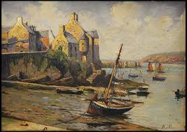 Joseph Alexandre Ruellan Le Port Du Conquet A Basse Mer La Maison Des Seigneurs Bretagne Region Bretagne Peinture