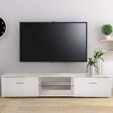 Amazon Com Tusy Tv Stand For 65 Inch Television Stands White Media Console Multipurpose Organizer 2 Storage Cabine Television Cabinet Tv Stand Wood Tv Stand