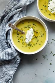 Asparagus Potato Soup With Chive Cream A Beautiful Plate Recipe Creamed Asparagus Soup Recipes Recipes