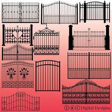 12 Gate Silhouette Clipart Images Clipart Design Elements Instant Download Black Silhouette Clip Art Portao De Garagem Casa De Campo Portoes De Ferro