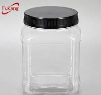 1000ml Square Plastic Jar, with Aluminum Lid for Gift Toy Candy Sweet  Wholesale Made in China/