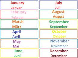 Engligh German Calendar Yakacademyinc Germanclassforchildren German Calendar Deutschland