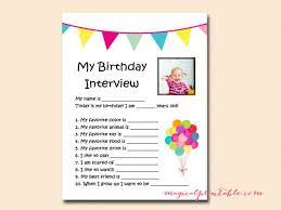 Birthday Interview Printable Magical Printable Birthday Interview Printable Birthday Interview Birthday Party Games For Kids