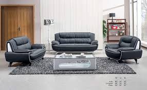 Esofastore Modern Contemporary Living Room Furniture 3pc Sofa Set Black Bonded Contemporary Modern Living Room Furniture Cushions On Sofa Luxury Home Furniture