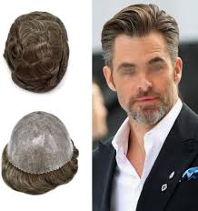Piece Mens Toupee Human Hair Unit Replacement System Full Injected PU  Durable Poly Skin Male Prosthesis Wig for Men 5"X7" #420 Medium Brown+20%  ...
