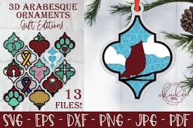 Silhouette studio, sure cuts a lot (scal), make the cut (mtc). 3d Arabesque Ornament Gift Edition Christmas Gift Tag Svg 1050294 Paper Cutting Design Bundles