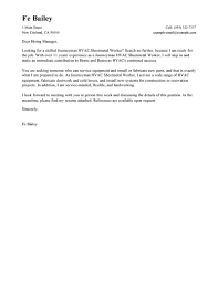 Leading Professional Journeymen Hvac Sheetmetal Workers Cover Letter Examples Resources Myperfectresume