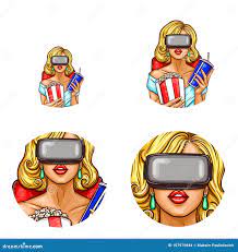 Vector Pop Art Avatar, Icon of Pin Up Girl in Glasses of Virtual Reality  with Popcorn, Soda. Cinema, 3d, VR,concept Stock Vector - Illustration of  logo, cyberspace: 107975844