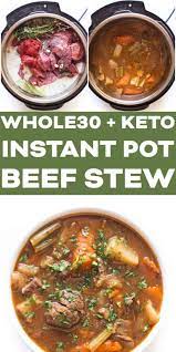 Whole30 Keto Instant Pot Beef Stew Recipe Video Hearty Low Carb Beef Stew Thickened With Dri Stew Meat Recipes Low Carb Beef Stew Beef Stew Meat Recipes