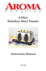 Aroma PTS-204 4-Slice Stainless Steel Toaster Owner's Manual | Manualzz