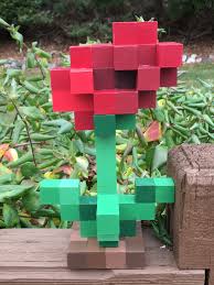 Minecraft 3d Poppy Flower Wood Craft In 2020 Wood Crafts Etsy Crafts Crafts