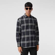 Relevance lowest price highest price most popular most. Vintage Check Cotton Flannel Shirt In Charcoal Men Burberry
