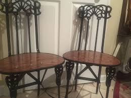 Antique Pair Metal Art Nouveau Folding Chairs Cast Iron Garden Chair Antique Bench Antiques Garden Chairs