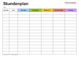 Blanko tabelle zum bearbeiten : Stundenplan Vorlagen Excel Zum Download Ausdrucken Kostenlos