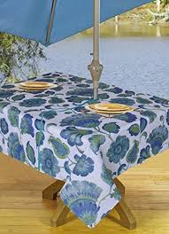 Tablecloths Outdoor Tablecloth With Umbrella Hole Zipper Blue 54 By 72 Inch Washable Poly Floral Outdoor Tablecloth Table Cloth Tablecloth Sizes