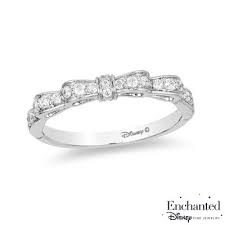 Enchanted Disney Snow White 1 4 Ct T W Diamond Bow Wedding Band In 14k White Gold Disney Fine Jewelry Enchanted Disney Fine Jewelry Disney Wedding Rings