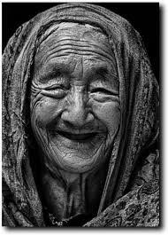Beautiful Old Woman Portrait Black And White 