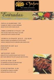 Chicho S Restaurant Inc Menu In Montreal Quebec Canada