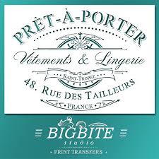 Shabby Chic Stencil Vintage French Pret A Porter Advert Etsy Shabby Chic Stencils French Vintage Shabby Chic