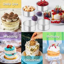 Don't run out to the store to buy more sizes! Buy Teamfar 4 Inch Cake Pan Set 4 Pcs Round Cake Baking Pan Stainless Steel Mini Cake Pans With Silicone Spatula Silicone Brush Measuring Spoons Egg Separator Healthy