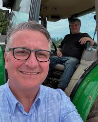 I caught up with dairy farmer Garth Holmes today who was heading out to  finish up baling hay. Always an interesting conversation and a little  political discussion. Make sure when you're travelling