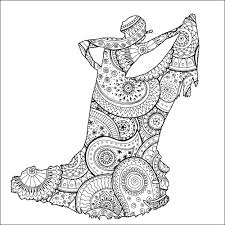 Two unique indian girls kathak dancing symmetric adult coloring pages. Flamenco Dancer Shape With Patterns Mandalas Art Therapy Adult Coloring Pages