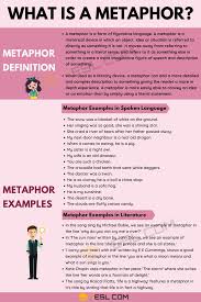 Metaphor Definition And Examples Of Metaphor In Spoken Language Literature 7 E S L In 2020 English Vocabulary Words Language And Literature Learn English Vocabulary